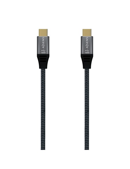 Cable USB 2.0 Aluminio 5A 100W E-Mark, USB-C/M-USB-C/M, Gris, 2.0M