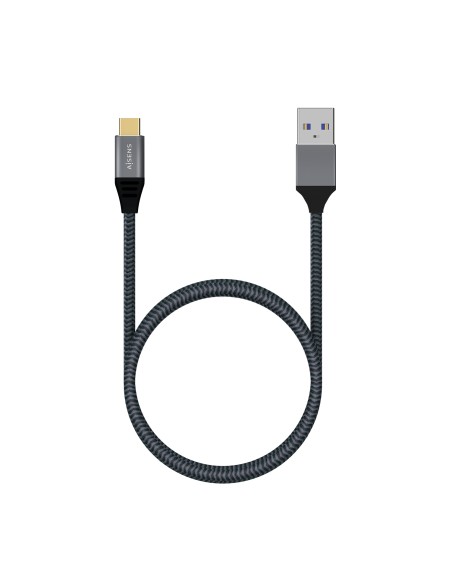 Cable USB 3.1 Gen2 Aluminio 10Gbps 3A, Tipo USB-C/M-A/M, Gris, 0.5M