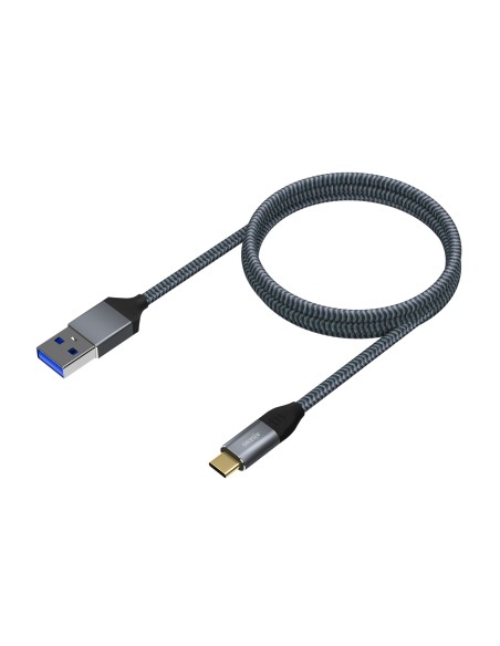Cable USB 3.1 Gen2 Aluminio 10Gbps 3A, Tipo USB-C/M-A/M, Gris, 1.0M