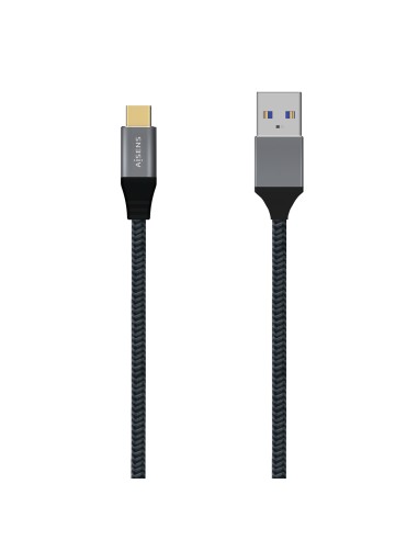 Cable USB 3.1 Gen2 Aluminio 10Gbps 3A, Tipo USB-C/M-A/M, Gris, 1.5M