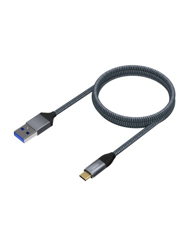 Cable USB 3.1 Gen2 Aluminio 10Gbps 3A, Tipo USB-C/M-A/M, Gris, 2.0M