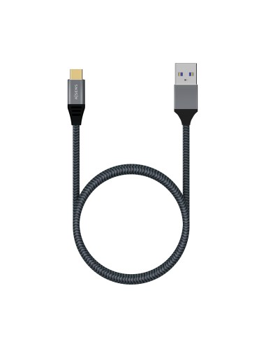 Cable USB 3.1 Gen2 Aluminio 10Gbps 3A, Tipo USB-C/M-A/M, Gris, 2.0M