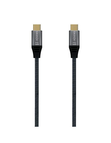 Cable USB 3.2 Gen2X2 Aluminio 20Gbps 5A 100W E-Mark, Tipo USB-C/M-USB-C/M, Gris, 2.0M