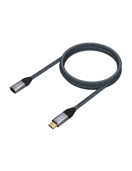 Cable USB 3.2 Gen2X2 Aluminio 20Gbps 5A 100W, Tipo USB-C/M-USB-C/H, Gris, 1.0M