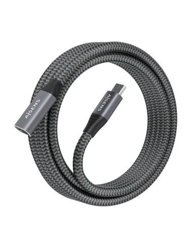 Cable USB 3.2 Gen2x2 Aluminio 20Gbps 8K@30Hz 5A 100W, Tipo USB-C/M-USB-C/H, Gris, 2.0 m