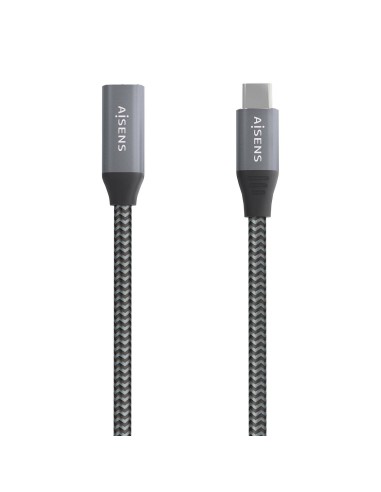 Cable USB 3.2 Gen2x2 Aluminio 20Gbps 8K@30Hz 5A 100W, Tipo USB-C/M-USB-C/H, Gris, 2.0 m