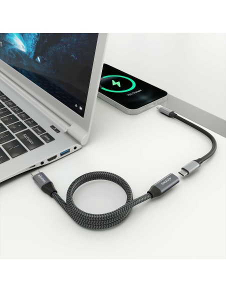 Cable USB 3.2 Gen2x2 Aluminio 20Gbps 8K@30Hz 5A 100W, Tipo USB-C/M-USB-C/H, Gris, 2.0 m