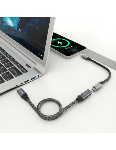 Cable USB 3.2 Gen2x2 Aluminio 20Gbps 8K@30Hz 5A 100W, Tipo USB-C/M-USB-C/H, Gris, 1.5 m