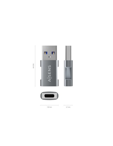 Mini Adaptador USB 3.2 GEN2 10G 3A, Tipo USB-C/H-A/M, Gris