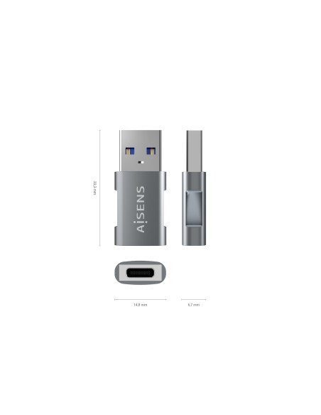 Mini Adaptador USB 3.2 GEN2 10G 3A, Tipo USB-C/H-A/M, Gris