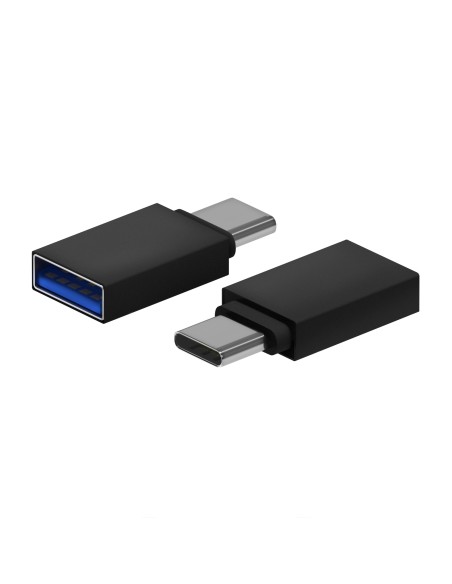 Mini Adaptador Aluminio USB 3.2 Gen1 3A, Tipo USB-C/M-A/H, Negro