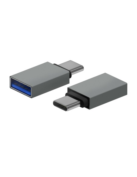 Mini Adaptador Aluminio USB 3.2 Gen1 3A, Tipo USB-C/M-A/H, Gris