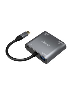 Conversor USB-C a 2XHDMI 4K SST MST/USB2.0/USB-C PD 60W, USB-C/M-2XHDMI/H-USB-A/H-USB-C/H, Gris, 15CM 2