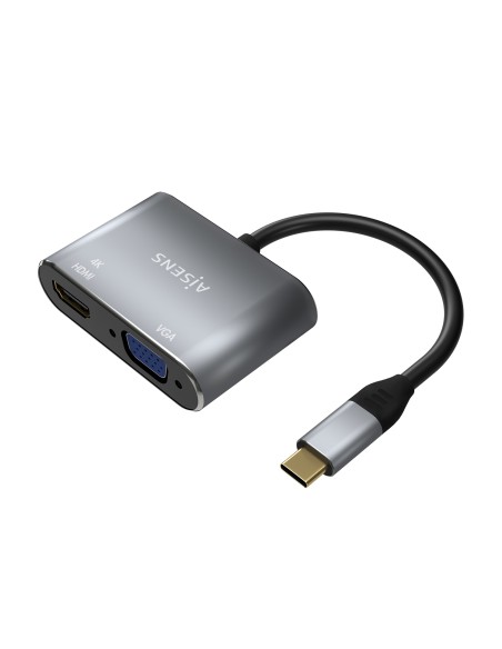 Conversor USB-C a VGA/HDMI 4K, USB-C/M-VGA/H-HDMI/H, Gris, 15CM
