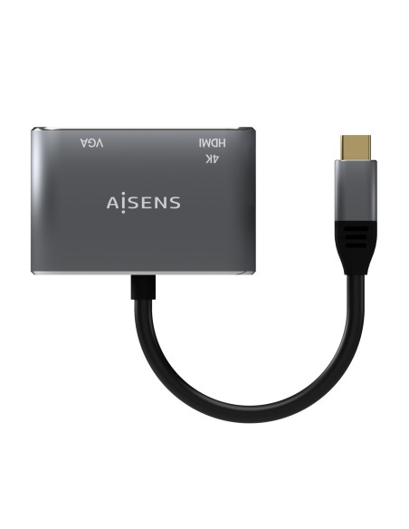 Conversor USB-C a VGA/HDMI 4K, USB-C/M-VGA/H-HDMI/H, Gris, 15CM