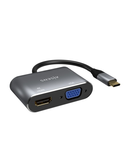 Conversor USB-C a VGA/HDMI 4K, USB-C/M-VGA/H-HDMI/H, Gris, 15CM