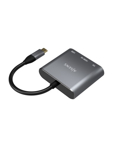 Conversor USB-C a HDMI/USB-C/Tipo A USB 3.0, 3 en 1, Gris, 15cm