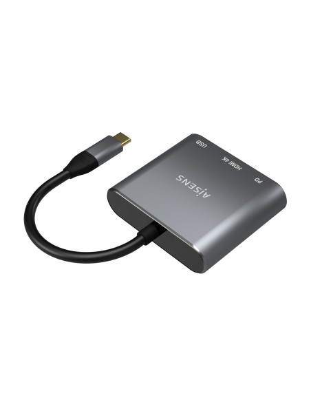 Conversor USB-C a HDMI/USB-C/Tipo A USB 3.0, 3 en 1, Gris, 15cm