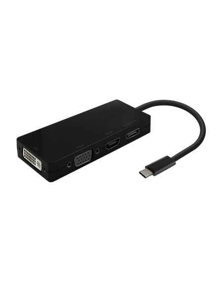 Conversor USB-C A DP/DVI/HDMI/VGA, USB-C/M-DP/H-DVI/H-HDMI/H-Vga/H, Negro, 15cm