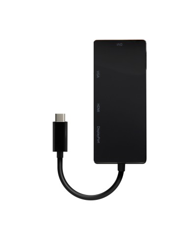 Conversor USB-C A DP/DVI/HDMI/VGA, USB-C/M-DP/H-DVI/H-HDMI/H-Vga/H, Negro, 15cm