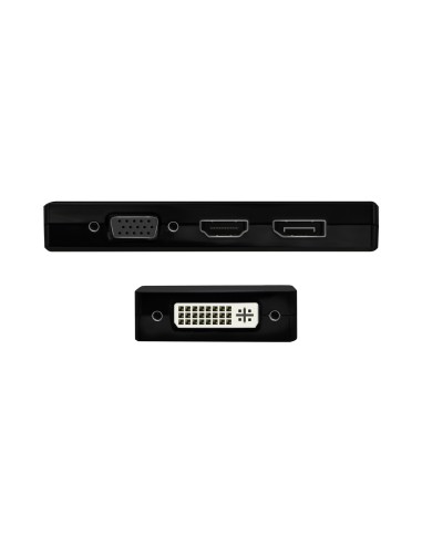 Conversor USB-C A DP/DVI/HDMI/VGA, USB-C/M-DP/H-DVI/H-HDMI/H-Vga/H, Negro, 15cm
