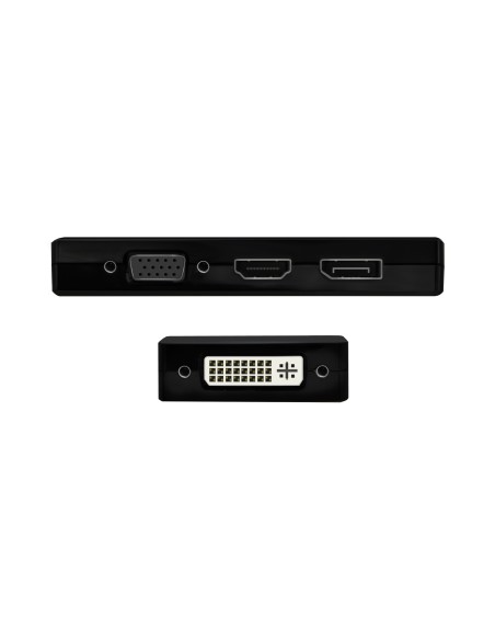 Conversor USB-C A DP/DVI/HDMI/VGA, USB-C/M-DP/H-DVI/H-HDMI/H-Vga/H, Negro, 15cm