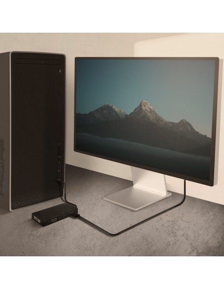 Conversor USB-C A DP/DVI/HDMI/VGA, USB-C/M-DP/H-DVI/H-HDMI/H-Vga/H, Negro, 15cm