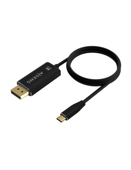 Cable Conversor Aluminio USB-C a Displayport 8K@60Hz, USB-C/M-DP/M, Negro, 0.8M