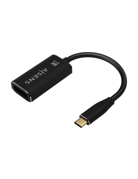 Conversor Aluminio USB-C a Displayport 8K@60Hz, USB-C/M-DP/H, Negro, 15cm