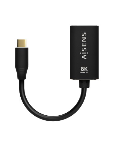Conversor Aluminio USB-C a Displayport 8K@60Hz, USB-C/M-DP/H, Negro, 15cm