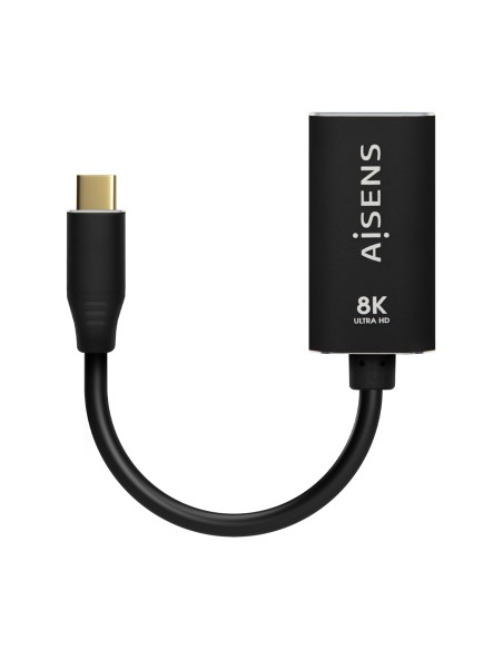 Conversor Aluminio USB-C a Displayport 8K@60Hz, USB-C/M-DP/H, Negro, 15cm