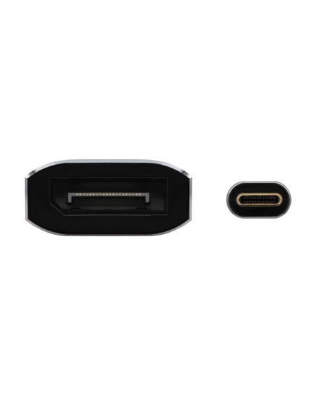 Conversor Aluminio USB-C a Displayport 8K@60Hz, USB-C/M-DP/H, Negro, 15cm