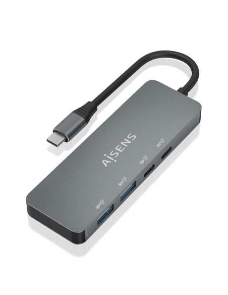 Hub USB 3.2 Gen2 10G USB-C, USB-C/M-2xUSB-C/H-2xUSB-A/H, Gris, 15cm