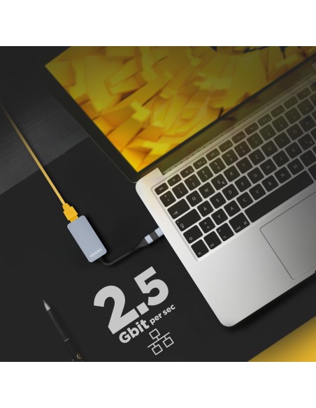 Conversor USB3.2 Gen1 USB-A+USB-C a Ethernet 2.5G 10/100/1000/2500 Mbps, Gris, 15cm