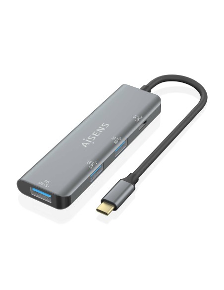 Hub USB 3.2 Gen1 5G USB-C, USB-C/M-1xUSB-C/H-3xUSB-A/H, Gris, 15 cm