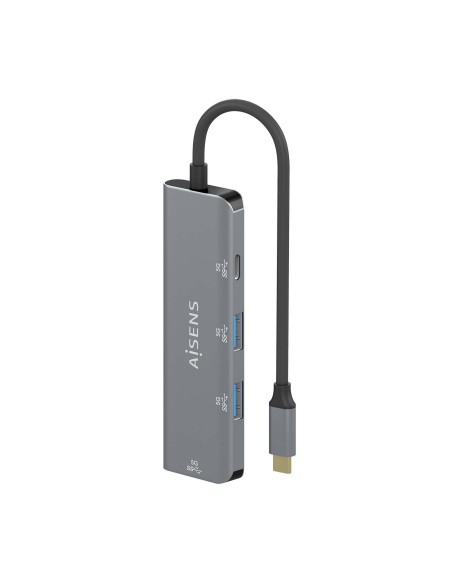 Hub USB 3.2 Gen1 5G USB-C, USB-C/M-1xUSB-C/H-3xUSB-A/H, Gris, 15 cm