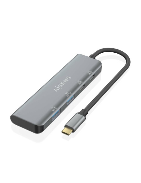 Hub USB 3.2 Gen1 5G USB-C, USB-C/M-2xUSB-C/H-2xUSB-A/H, Gris, 15 cm