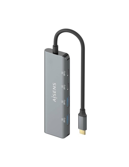 Hub USB 3.2 Gen1 5G USB-C, USB-C/M-2xUSB-C/H-2xUSB-A/H, Gris, 15 cm