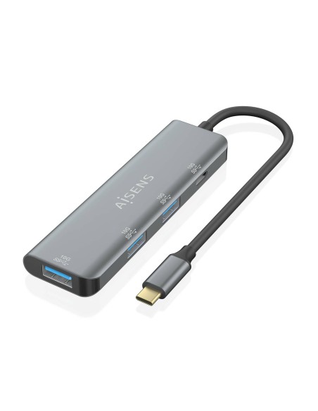 Hub USB 3.2 Gen2 10G USB-C, USB-C/M-1xUSB-C/H-3xUSB-A/H, Gris, 15 cm