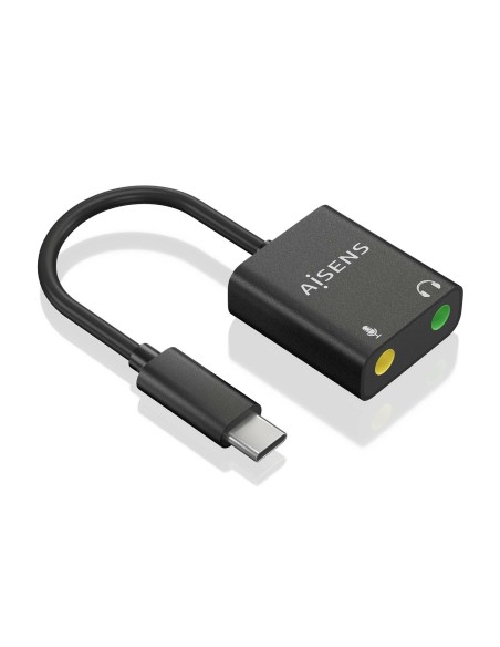 Conversor USB-C a Audio 48KHz, USB-C/M-2xJack 3.5/H, Negro, 10 cm