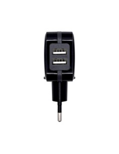 Cargador USB 17W 5V/3.4A, 2xUSB Con Control AI, Negro 2