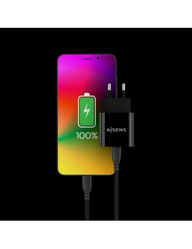 Cargador USB-C PD3.0 1 Puerto 1x USB-C 20 W, Negro