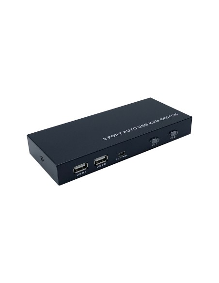 Conmutador KVM HDMI 4K@60HZ USB 1U-2PC con fuente alimentación, Negro Conmutador KVM HDMI 4K@60HZ USB 1U-2PC con fuente alimentación, Negro