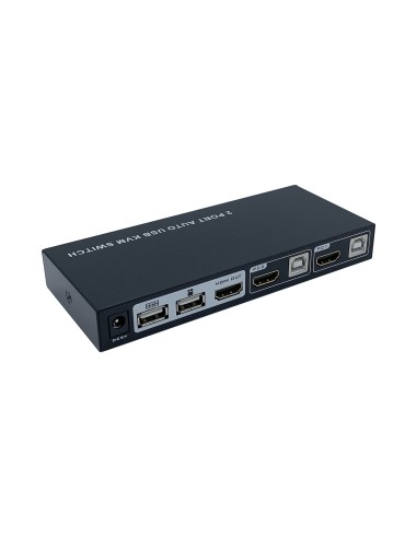 Conmutador KVM HDMI 4K@60HZ USB 1U-2PC con fuente alimentación, Negro