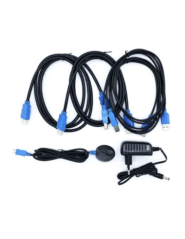 Conmutador KVM HDMI 4K@60HZ USB 1U-2PC con fuente alimentación, Negro