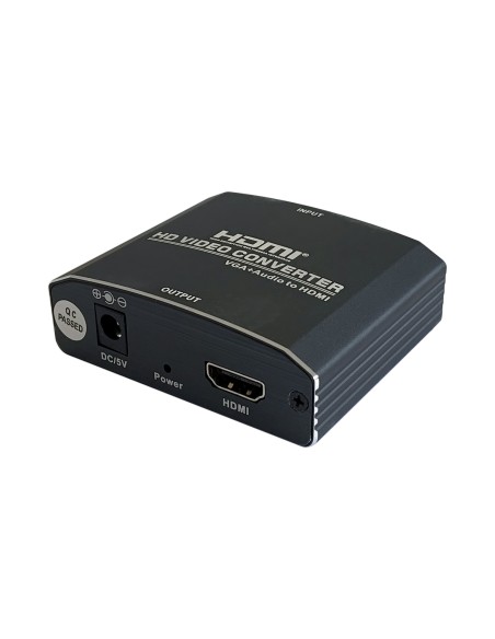 Conversor SVGA+Audio a HDMI con alimentación, SVGA/H+JACK 3.5/H-HDMI A/H, Negro