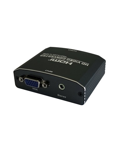 Conversor SVGA+Audio a HDMI con alimentación, SVGA/H+JACK 3.5/H-HDMI A/H, Negro
