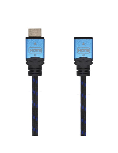 Cable HDMI V2.0 Prolongador Premium Alta Velocidad / HEC 4K@60Hz 18Gbps, A/M-A/H, Negro/Azul, 2.0m