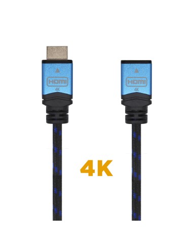 Cable HDMI V2.0 Prolongador Premium Alta Velocidad / HEC 4K@60Hz 18Gbps, A/M-A/H, Negro/Azul, 2.0m