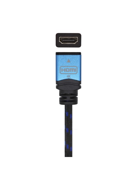 Cable HDMI V2.0 Prolongador Premium Alta Velocidad / HEC 4K@60Hz 18Gbps, A/M-A/H, Negro/Azul, 2.0m